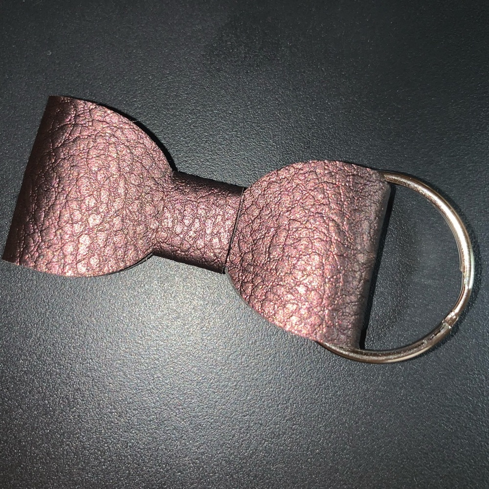 Faux Leather Bow Keychain